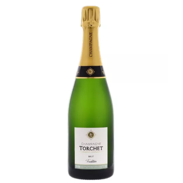 シャンパーニュ LAËTITIA TORCHET Brut Traditionのボトルをサービス。