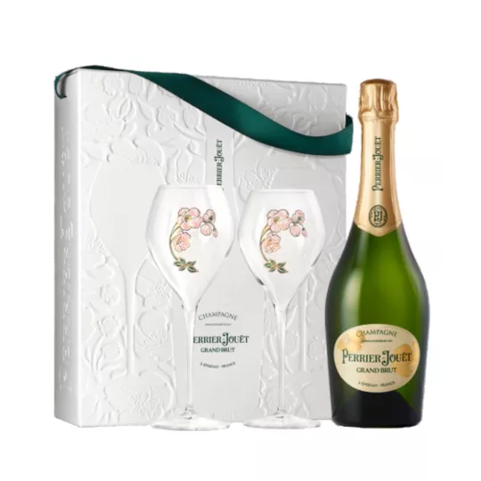 PERRIER-JOUËT Grand Brut gift sets with 2 champagne glasses