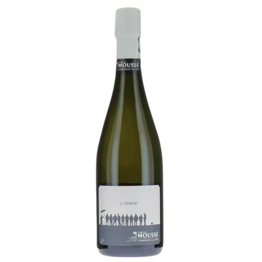 シャンパーニュ・ムーセ・フィス・ロラージュ、ブラン・ド・ブラン、エクストラ・ブリュット、正面から見たボトル