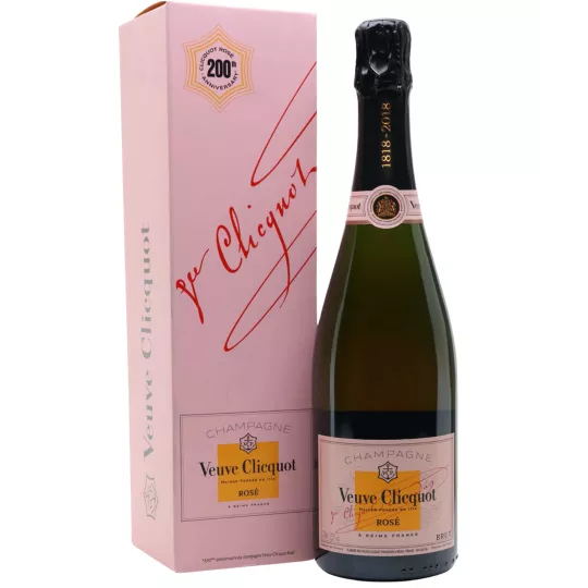 Bottle of Champagne VEUVE CLICQUOT Brut Rosé with case