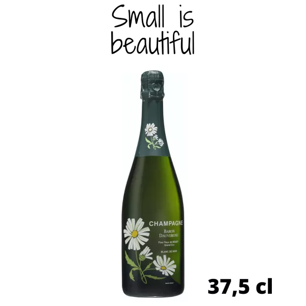 シャンパーニュ・バロン・ドーヴェルニュ・フィーヌ・フルール・ブラン・ド・ノワールのハーフボトル、前面図