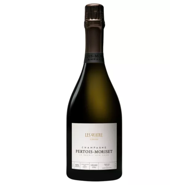 シャンパーニュ・ペルトワ・モリゼ レ・キャトル・テロワール ブリュット ブラン・ド・ブラン グラン・クリュのボトル、ニュートラルな背景